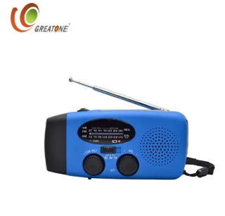 GreatOne Solar Crank NOAA Radio with Built-In Speaker Screen Mobile Charger 2000mAh