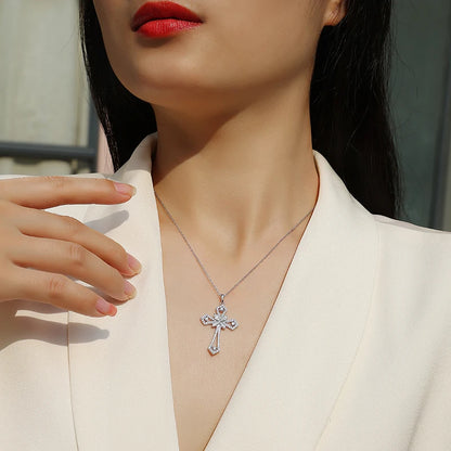 USA Stock Woman 925 Sterling Silver Cross Necklace Pendant Moissanite Necklace for Fine Jewelry Engagement Women Wedding Pendant