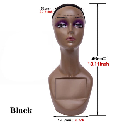 Fast Delivery PVC Professional Long Neck Female Realistic Mannequin Head and Makeup for Wig Display