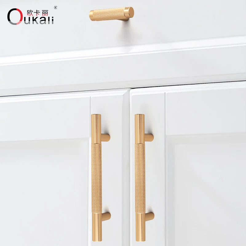 New T Bar Shape Furniture Hardware Supplies Kitchen Gold Cupboard Cabinet Drawer Door Cupboard Knurled  Handles