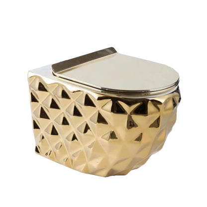 Hot Sale Ceramic Electroplated Bathroom WC Gold Color  Wall Hung Toilet