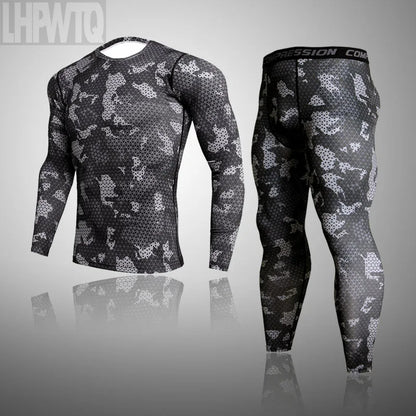 Men's Thermal Underwear Set MMA Tactics Leggings Solid Color Costume Compress Fitness Long Johns Men Winter Brands  Men