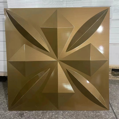 Irini 2024 Hot Selling PVC Deep Brushed Gold 3D Wall Panels Waterproof Fireproof Easy Install Household Interior Wall Decor
