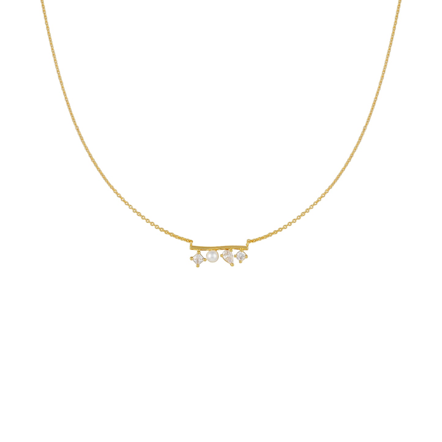 86 YORK Brand Classic Simple Star Pearl Necklace Collarbone Fashion Metal Chain Necklace for Women