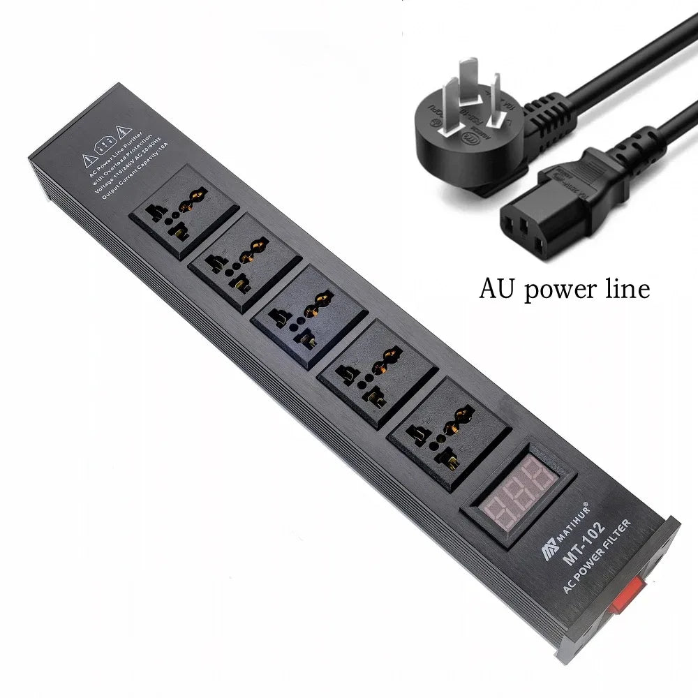 Matihur MT-102 Audio Noise AC Power Filter Power Conditioner Power Purifier Surge Protection with EU Outlets Power Strip hifi