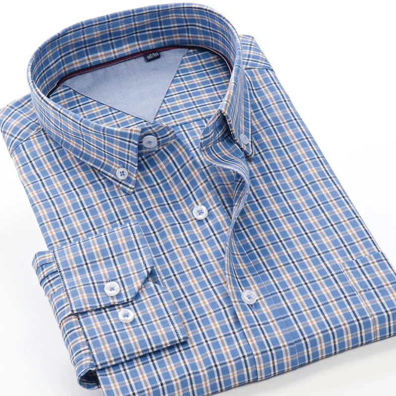 6XL 7XL 8XL 9XL 10XL Elegant Classic Youth Men's Business Casual Striped Long Sleeve Shirt Autumn Brand big Size Loose Shirt