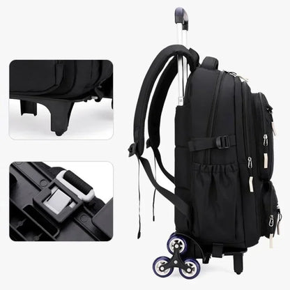Wholesale Custom Unisex Children's Trolley Backpack Wheeled School Bag Fashionable Waterproof Characters Pattern Zipper Closure