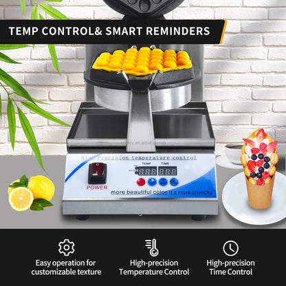 1400W Intelligent Digital Non-Stick Hong Kong Egg Waffle Maker Honeycomb Shaped for Household Snacks Professional for Hotels