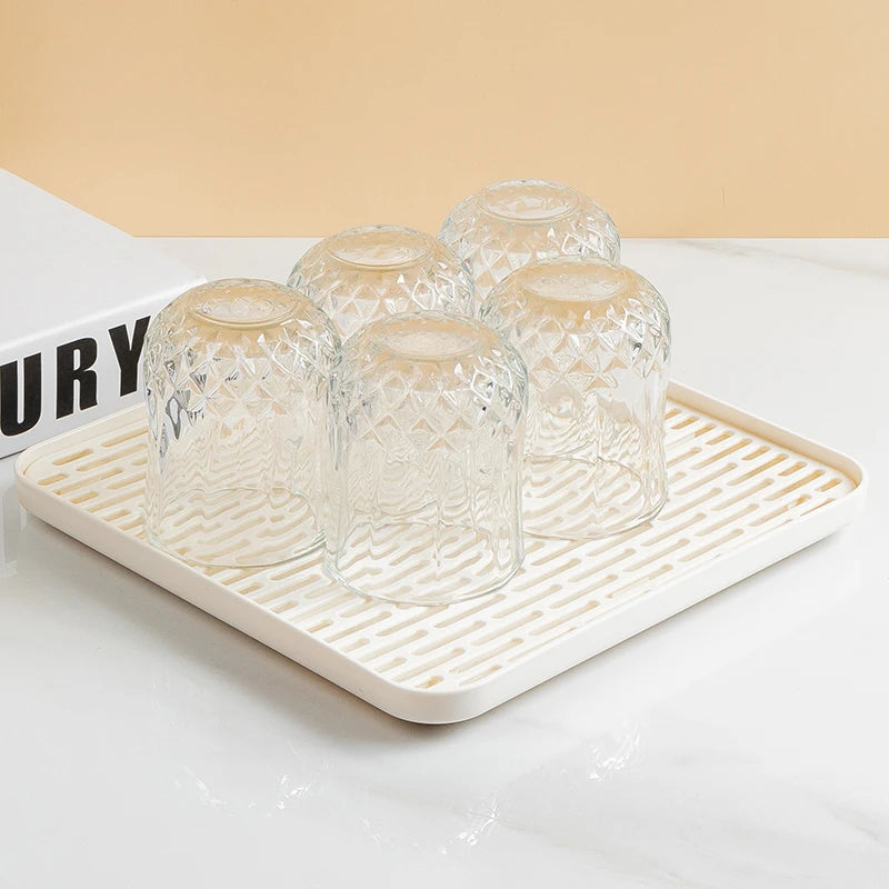 Bathroom Kitchen Sink Rectangle Multifunction Storage Serving Tea Draining Board Cup Drying Rack Plastic Dish Drain Household