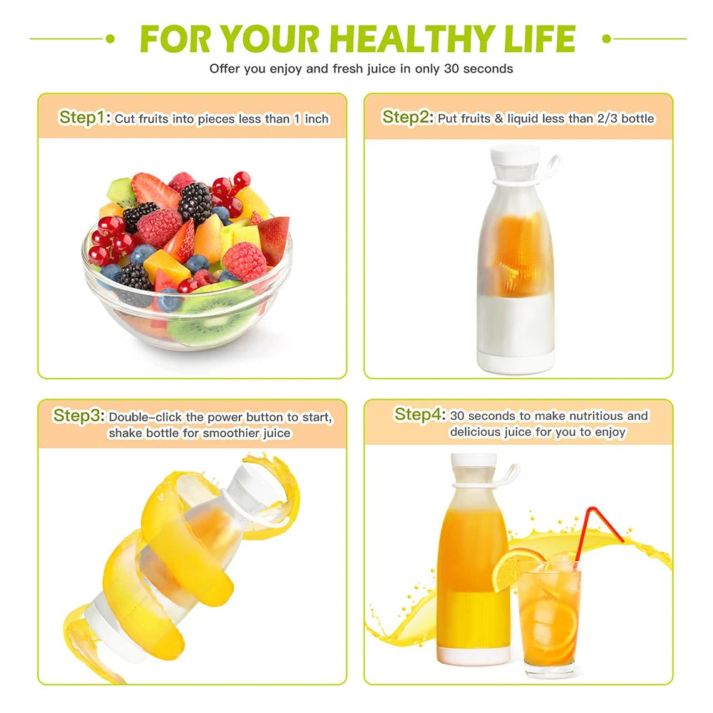 Tiktok Hot Selling Portable 420ml Fruit Ice Mixer Cup Blender USB Charge Juicers Fresh Juice Portable Personal Blender
