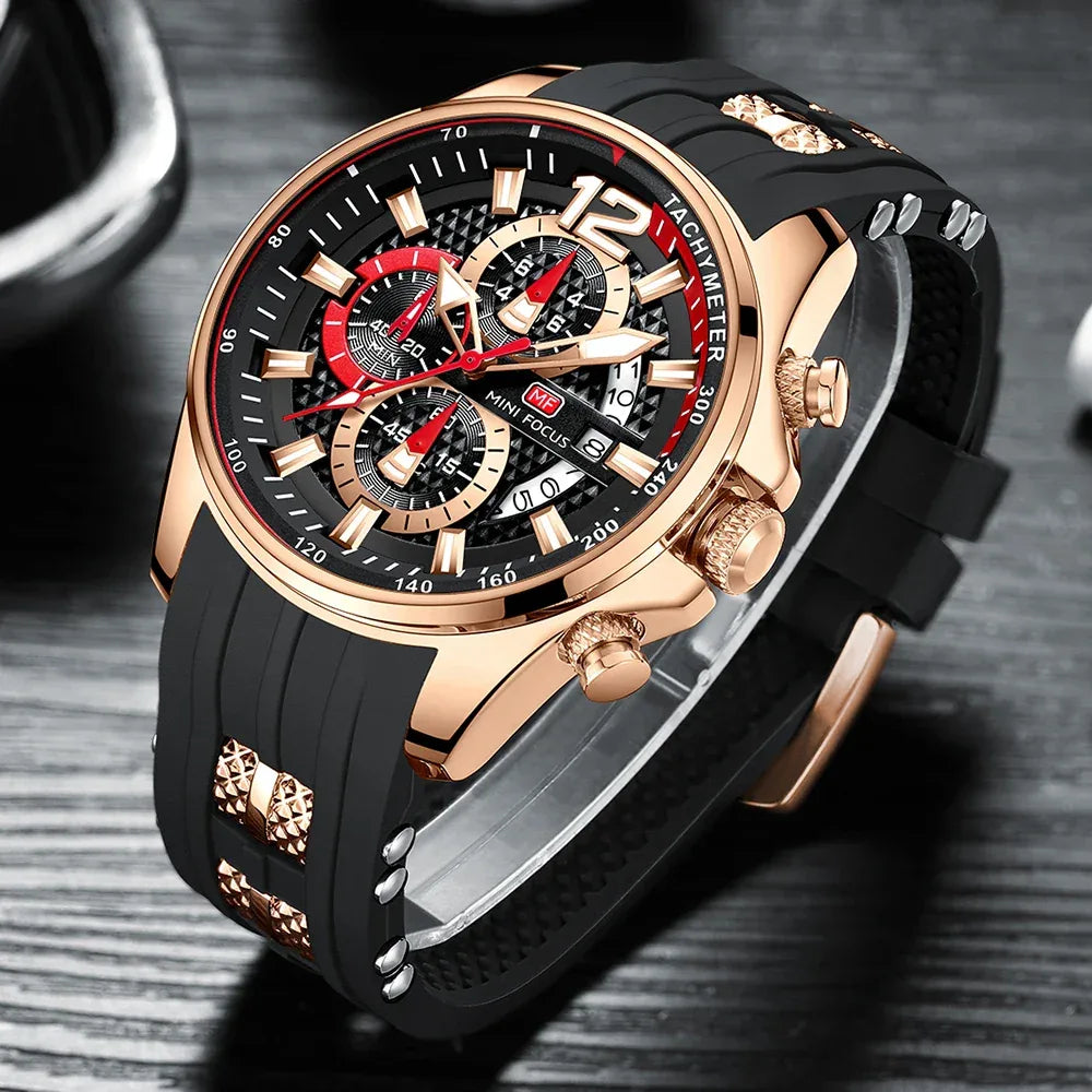 MINIFOCUS Watch Brand Luxury Analog Quartz Sport Men Watches Mens Silicone Waterproof Date Fashion WristWatch Relogio Masculino