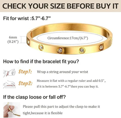 Anti Tarnish Jewellery Women Zircon Tennis 18k Gold Plated Bangles Stainless Steel Fashion Jewelry Bracelets Bangles Set