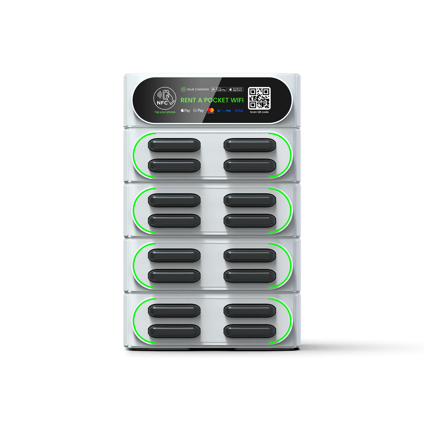 Bajie Charging Rental Station 16 Stack Sharing Power Bank Vending Machine with Mifi Fast Charger Mobile Phone Charging Station