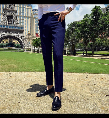 Boutique Fashion Solid Color Mens White Business Casual Suit Pants Male Slim Casual Trousers Wedding Dress Suit Pants