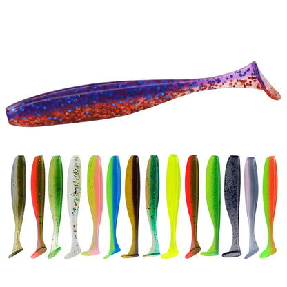 FISH KING Easy Shiner Fishing Lure 50mm 75mm 100mm Wobblers Carp Fishing Soft Lures Silicone Artificial Double Color Bait T Tail
