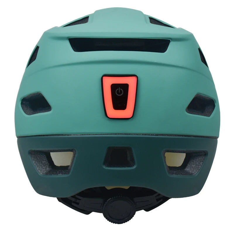 2025 NEW LA Bike Helmet with Visor Moutain Bike Helmet with Rear Light Rechargeable Intergrally-mold PC Shell Led Lights Helmet
