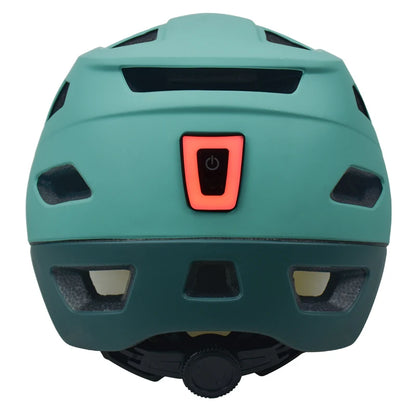 2025 NEW LA Bike Helmet with Visor Moutain Bike Helmet with Rear Light Rechargeable Intergrally-mold PC Shell Led Lights Helmet