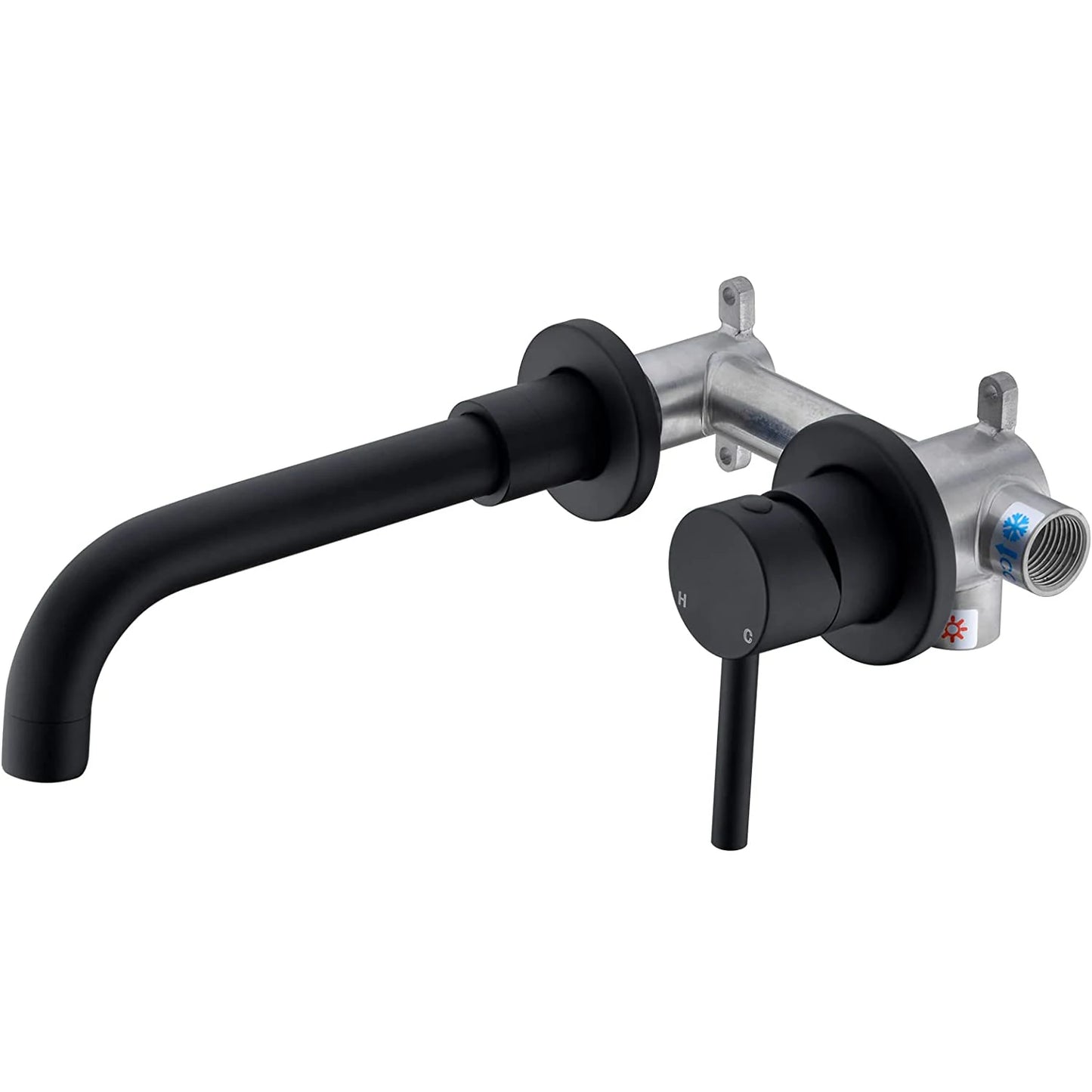 Modern Polished Chrome Single Handle Wall-Mounted Bathroom Faucet with Ceramic Valve Core and Brass Construction