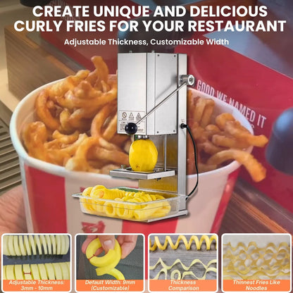 Best Seller Slicer Consistent Output Industrial Potato Chip 200Kg Per Hour Curly Fries Cutter Machine