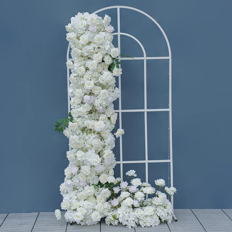 S-A8147 White Rose Hydrangea Floral Arrangement Sofa Table Runner Floor Flower