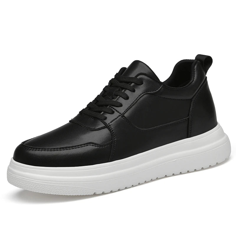 Men's Skateboarding Shoes Sneakers Skate Shoes Height Increasing Thick Sole Platform Leather Low-top Lace up Flats Casual