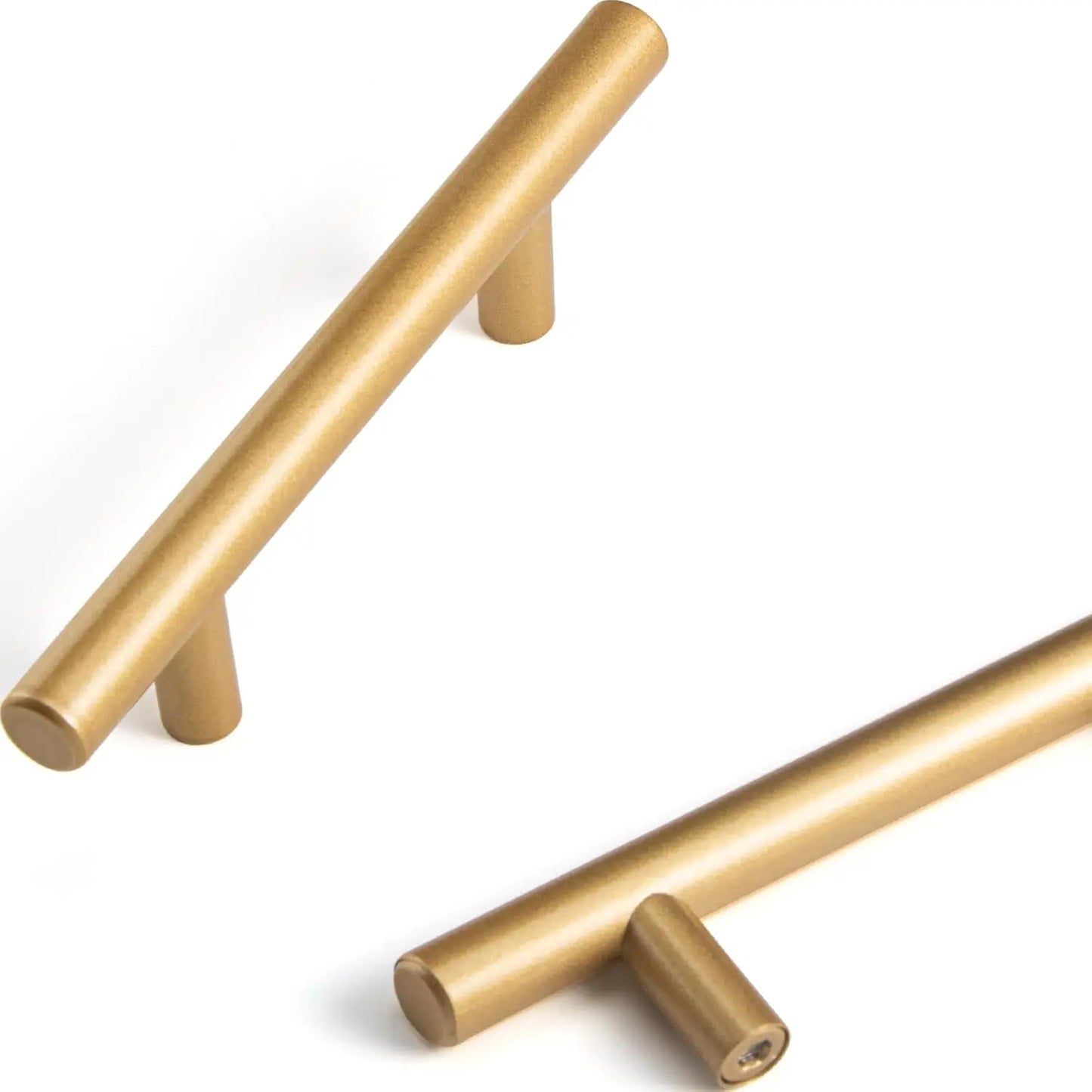 LiLong Hardware 10 Pack Hollow Stainless Steel Cupboard Handles 5 Inch (128mm) Kitchen Drawer Pulls 3'' Hole Center Gold Made