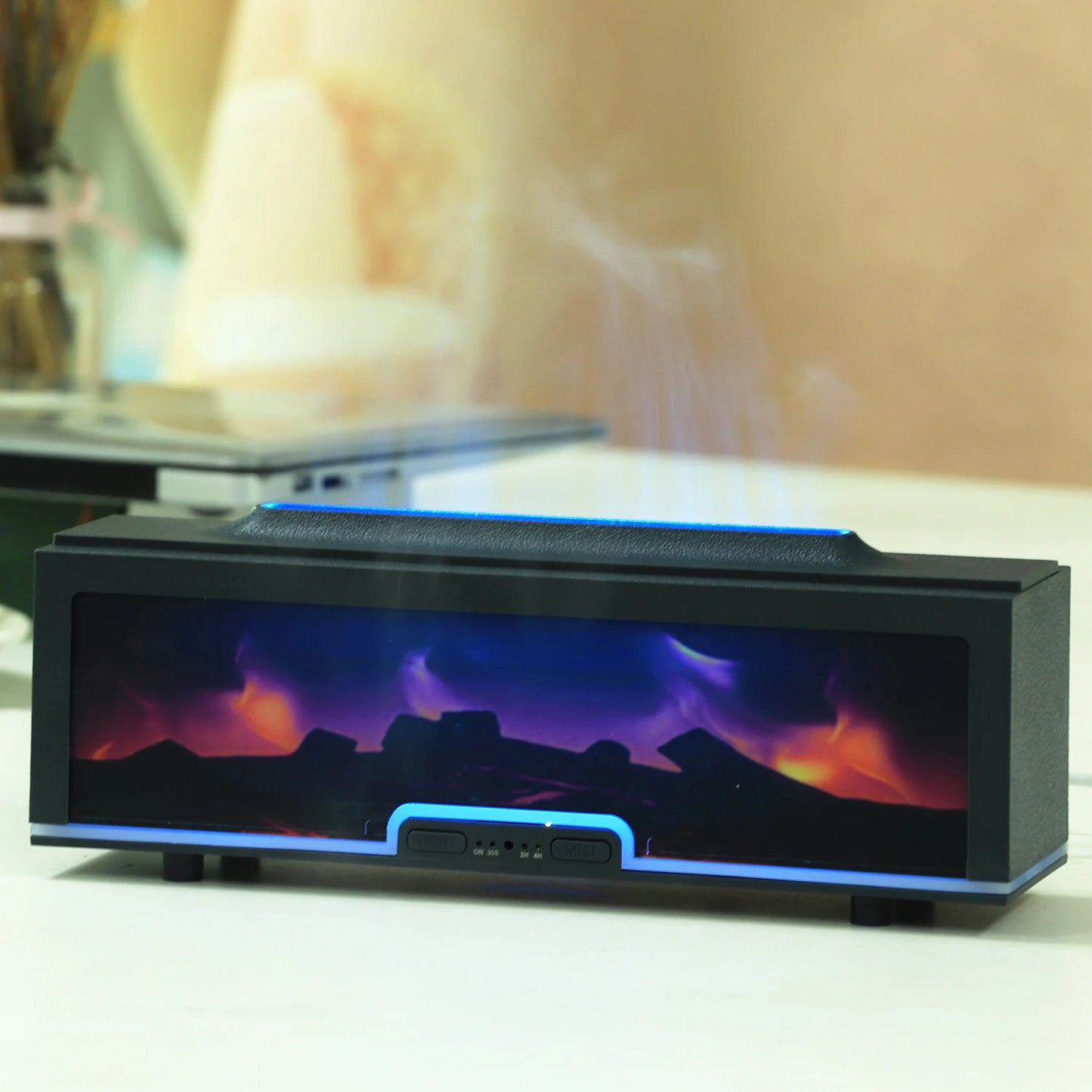 Fireplace Diffusor Match Flame Humidifier Essential Oil Diffuser Flame Home Commercial  LED Light Air Humidifier Cool Mist