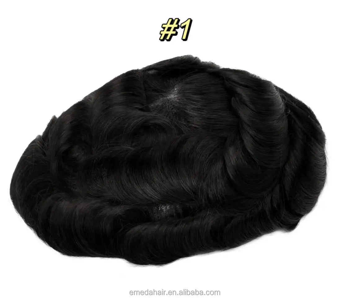 Wholesale Bleached Knot Swiss Full Lace Hair Replacement System Men's Toupee Indian Remy Human Hair Piece for Men Toupees
