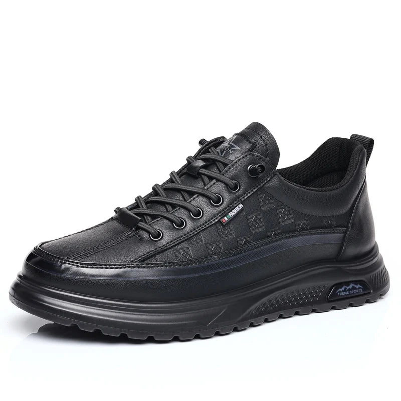 New High Quality Cowhide Shoes Men Classic Business Gentleman Oxford Real Cow Leather Elevator Sneaker Lace-up Brand Shoe Office