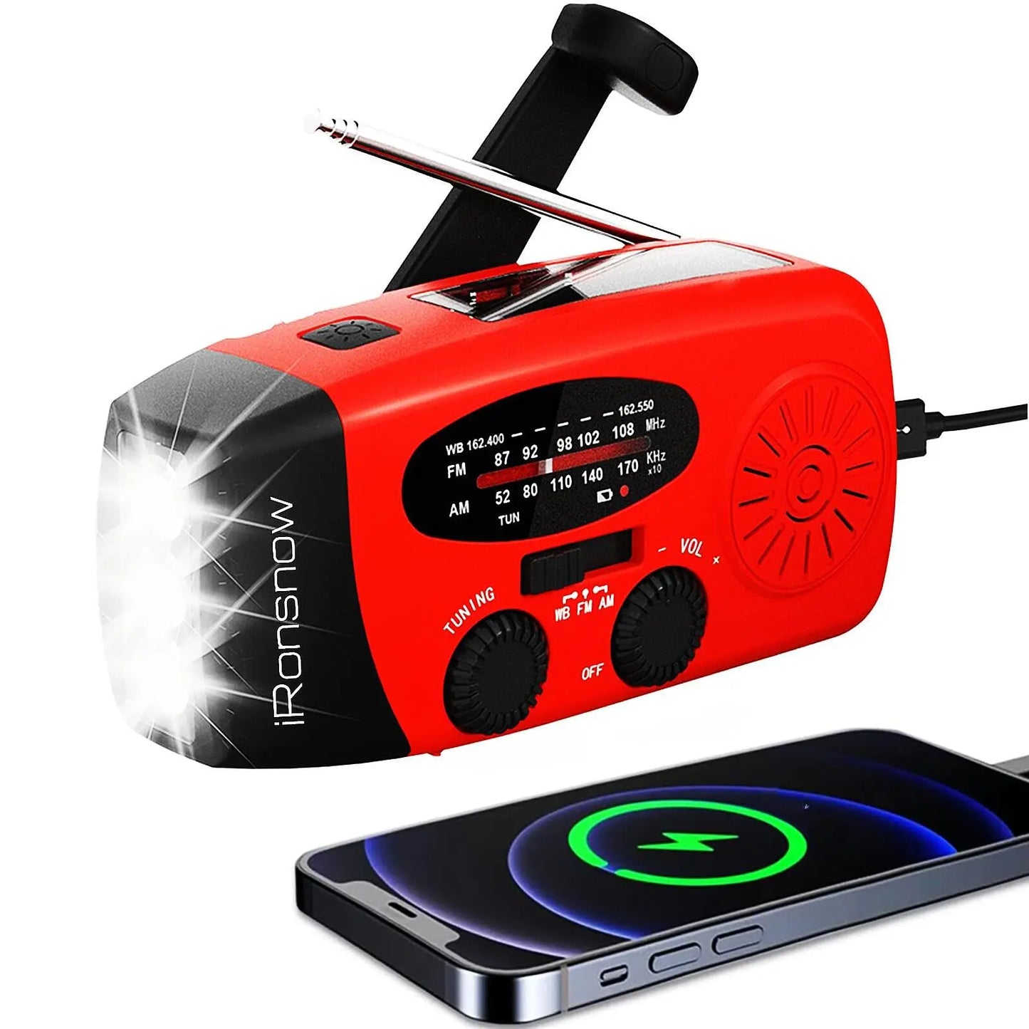 Emergency Hand Crank Radio with LED Flashlight, AM/FM NOAA Portable Weather Radio 2000mAh Power Bank Phone Charger for Camping