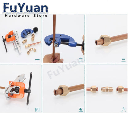 1pcs Flared Brass Straight through pipe fittings 6/8/10/12/14mm Tube connector Fitting Air conditioning extension tool Fitting