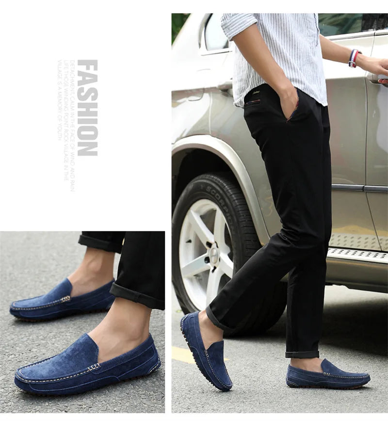 Suede Leather Man Loafers Luxury 2021 Casual Shoes For Men Boat Shoes Handmade Men Slipon Driving Shoes Male Moccasins Zapatos99