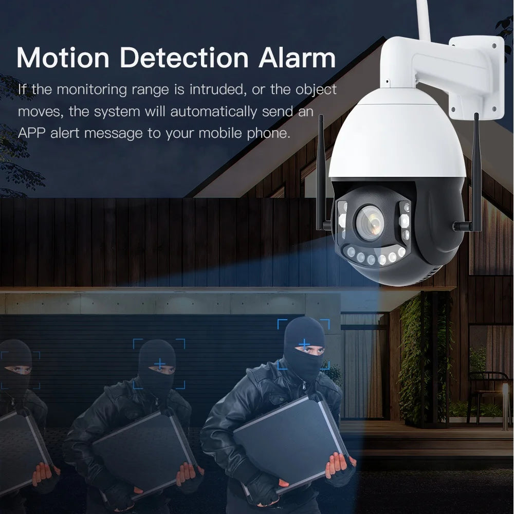 SIM Card IP 360 6inch Camera Outdoor Speed Dome PTZ Security Camera 5MP 40X PTZ Optical Zoom Pan Tilt Rotation HD 4G White CMOS