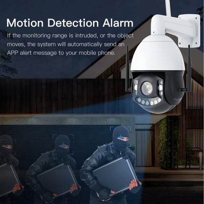 SIM Card IP 360 6inch Camera Outdoor Speed Dome PTZ Security Camera 5MP 40X PTZ Optical Zoom Pan Tilt Rotation HD 4G White CMOS