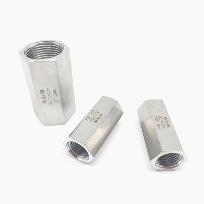 1/8" 1/4" 3/8" 1/2" 3/4" 1" 304 Stainless Steel One-Way Check Valve with Ball Structure Hexagonal Female Thread
