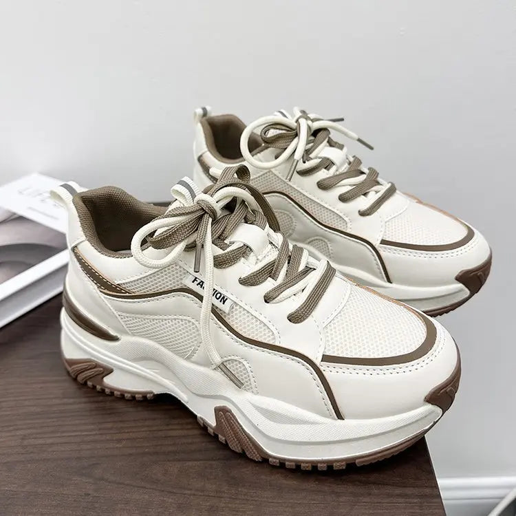 2025 Autumn Winter New Women's Casual Sports Sneakers Ins Tide Platform Light Soft  Lace-Up Custom Logo Daddy Student