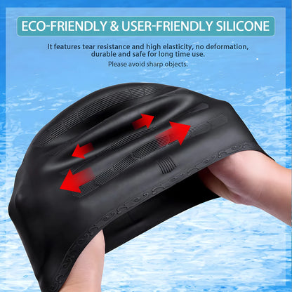 Custom Logo Printed Silicone Swim Cap with Ear Protection Eco-Friendly Unisex Design for Swimmers