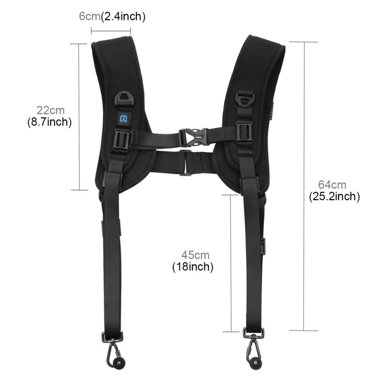 Factory Sell PULUZ Quick Release Double Shoulder Harness Soft Pad Decompression Foam Strap Belt for DSLR Digital Cameras