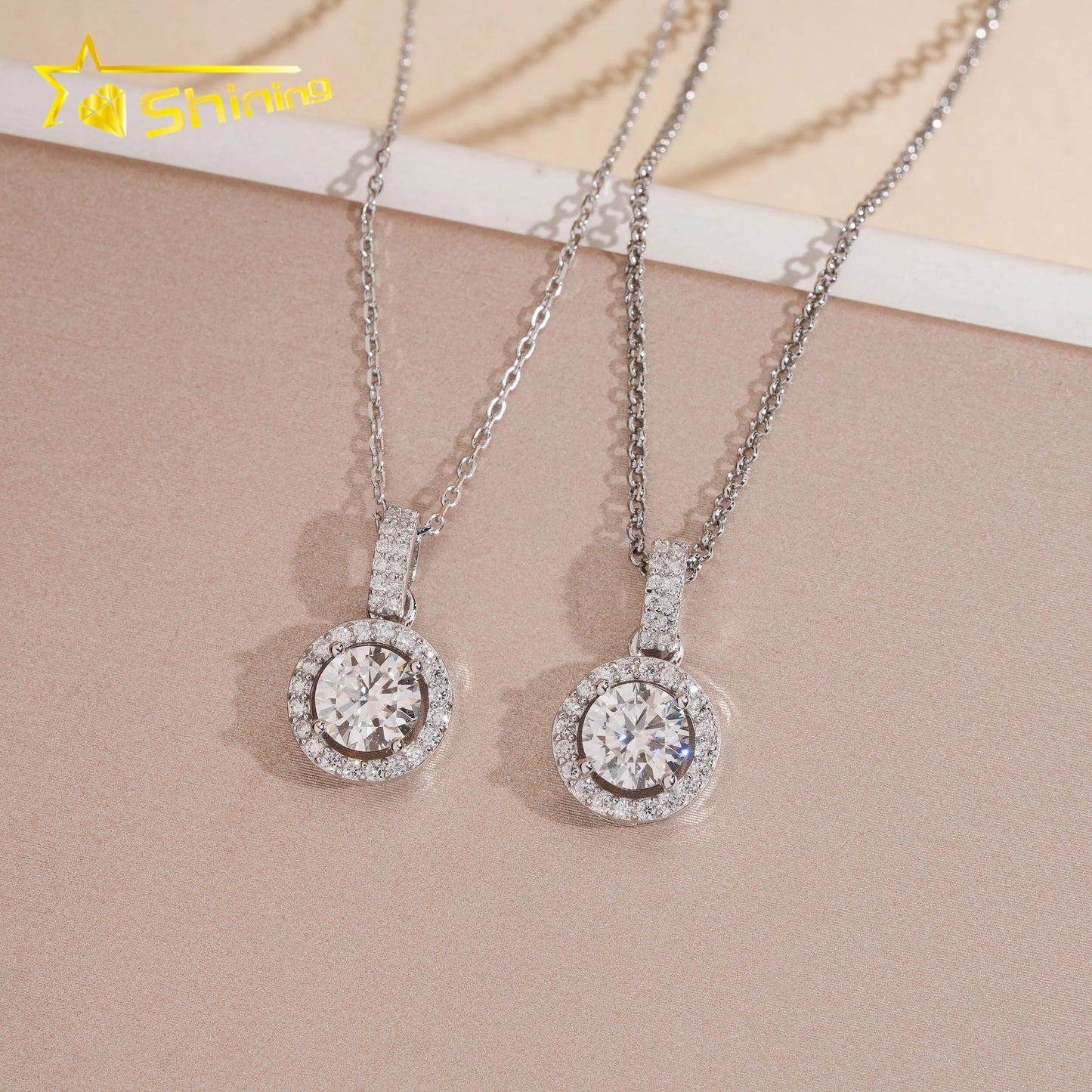 USA Warehouse Large Stock GRA Certificate 925 Sterling Silver 1CT Brilliant Cut VVS Moissanite Diamond Women Necklace