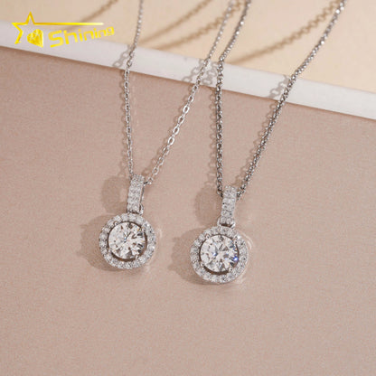 USA Warehouse Large Stock GRA Certificate 925 Sterling Silver 1CT Brilliant Cut VVS Moissanite Diamond Women Necklace