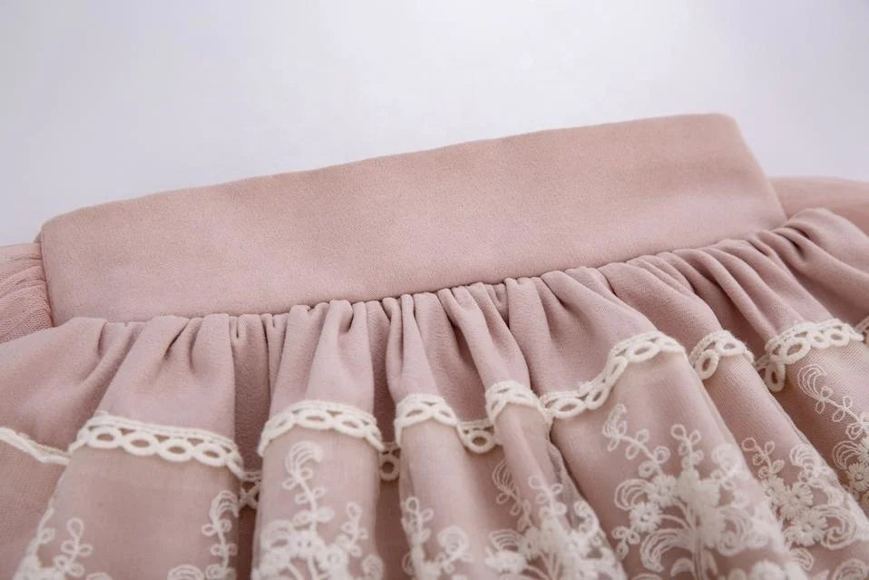 OEM  Pettigirl Valentines Outfits in Children Casual Lace Vintage Dresses with Headband Wholesale Boutique Clothing 1BAG=1PCS