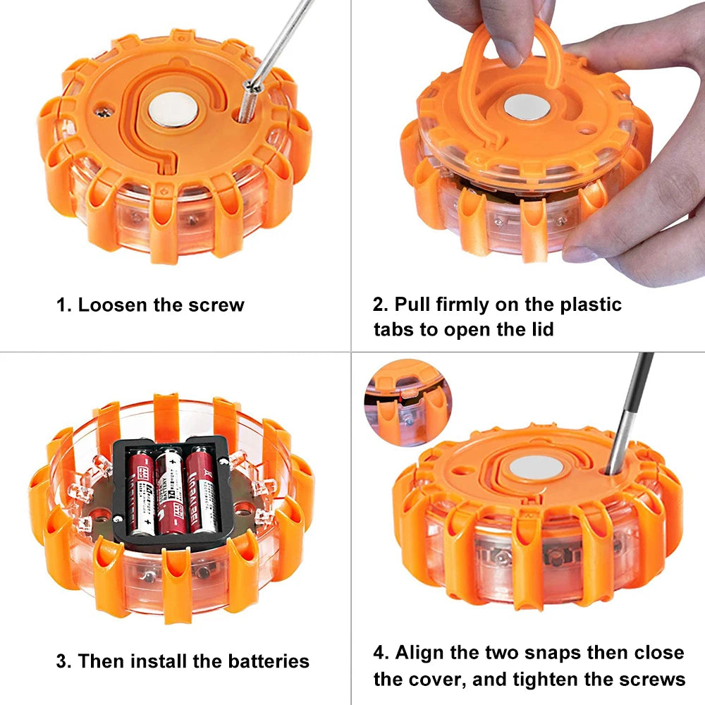 2PCS 3PCS 6PCS Car Emergency Strobe Flashing Warning Light Roof Road Safety Lamp Roadside Orange Beacon Magnetic Base Light