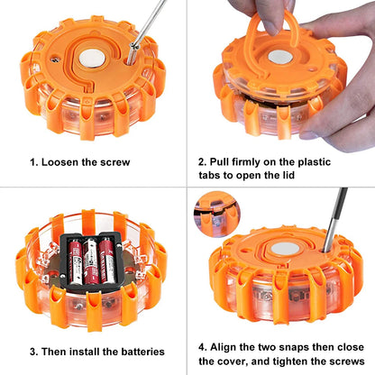 2PCS 3PCS 6PCS Car Emergency Strobe Flashing Warning Light Roof Road Safety Lamp Roadside Orange Beacon Magnetic Base Light