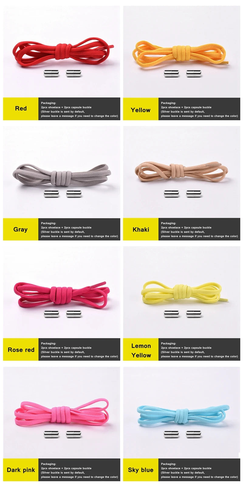 Semicircle No Tie Shoelaces Elastic Shoe laces Sneakers shoelace Metal Lock Lazy Laces for Kids and Adult One size fits all shoe