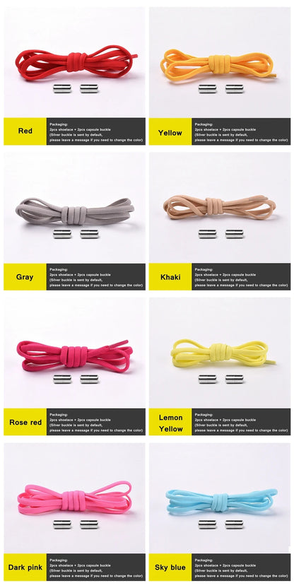 Semicircle No Tie Shoelaces Elastic Shoe laces Sneakers shoelace Metal Lock Lazy Laces for Kids and Adult One size fits all shoe