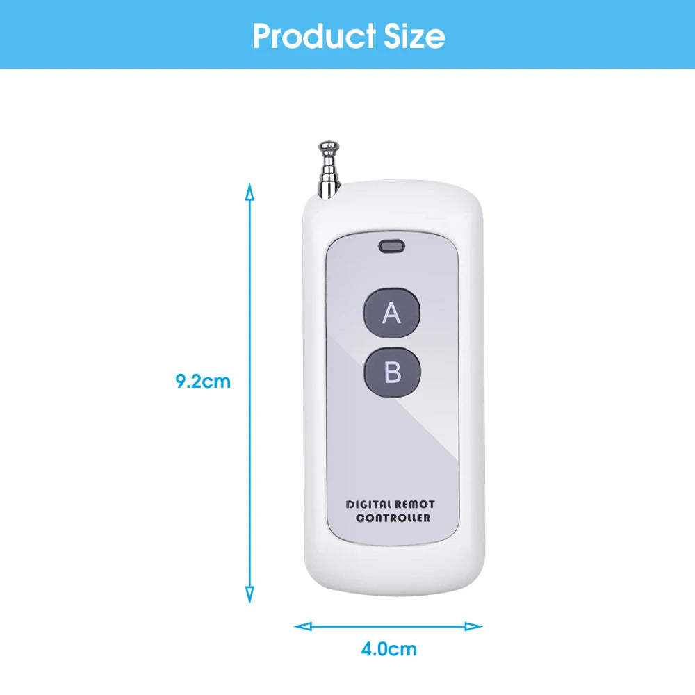 433Mhz Wireless RF Remote Control 1527 Learning Code Transmitter 2  Keys Long Range for Smart Home Garage Door Opener