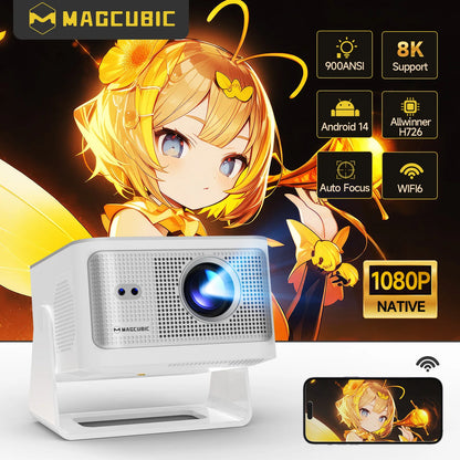 Portable HY350MAX MAGCUBIC Auto Focus Smart Projector 1080P 8K Support Android14 WiFi6 BT5.4 2+16G Portable Video Home Theater