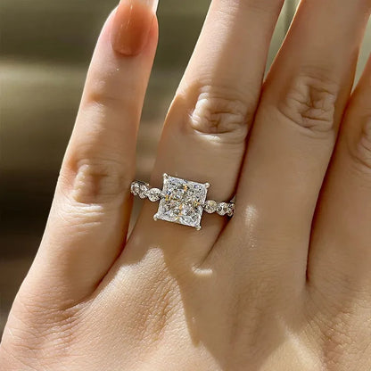 Q536 Princess Cut Diamond Ring Natural Diamond Engagement Ring Classic Women's Jewelry