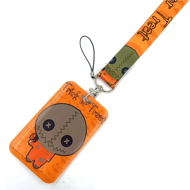 Halloween Trick R Treat Art Cartoon Anime Fashion Lanyards Bus ID Name Work Card Holder Accessories Decorations Kids Gifts