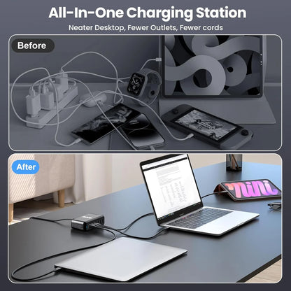 600W USB C Charger 100W USB C Charger Block, GaN III 8-Port Fast Charging Station Hub,PD 3.1 140W Laptop Charger Adapter